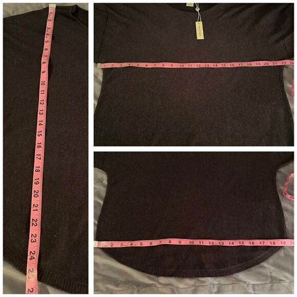 Max Studio Ruched Long Sleeve Knit Sweater Heather Charcoal M - Picture 9 of 9